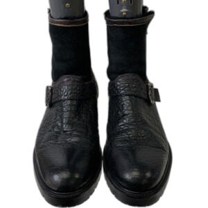 Ross & Snow Federico SP Black Moto Boots Shearling Lined Italian Leather 10.5